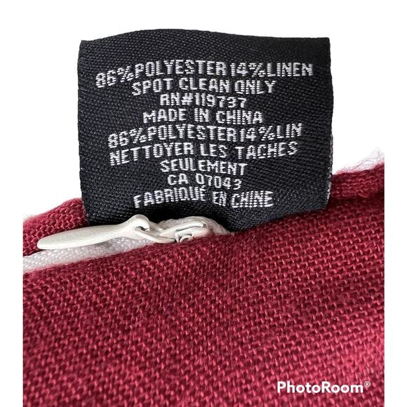 Throw Pillow Rectangular Ivory Red Embroidered Linen Blend by Envogue 13X24 - Picture 7 of 10